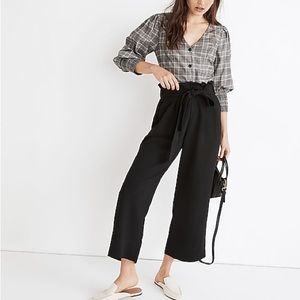 Madewell Huston Tie Waist Cropped Pants Wide Leg